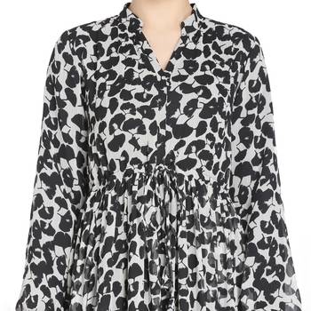 Mushkiya-Black & White Printed Dress In Chiffon Fabric With Extra Flare. 6