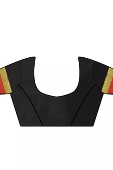 Black embroidered cotton silk saree with blouse