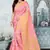 Pink printed Banarasi silk blend Saree with blouse