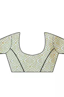 Grey printed banarasi silk saree with blouse
