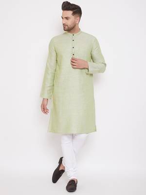 Green woven cotton men-kurtas 1