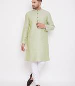 Green woven cotton men-kurtas