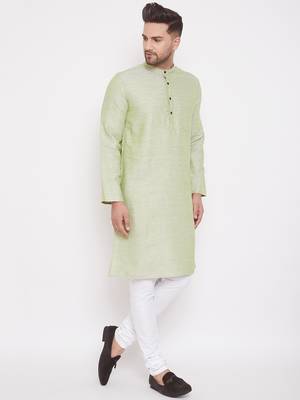 Green woven cotton men-kurtas 3
