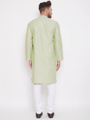 Green woven cotton men-kurtas 4