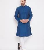 Blue woven cotton men-kurtas