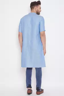 Blue woven cotton men-kurtas