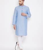 Blue woven cotton men-kurtas