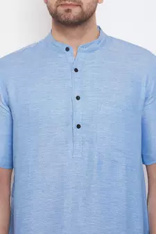 Blue woven cotton men-kurtas