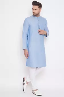 Blue woven cotton men-kurtas