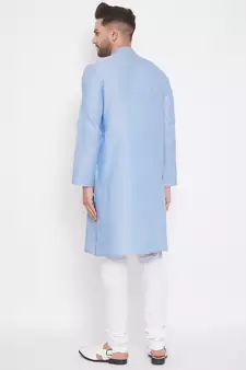 Blue woven cotton men-kurtas