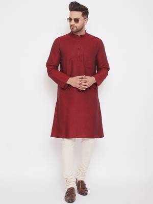 Maroon woven cotton men-kurtas 2