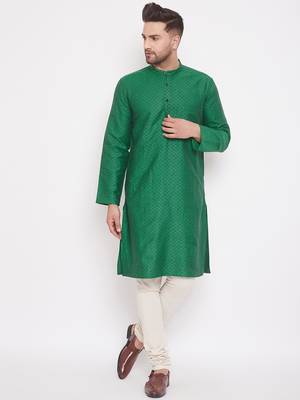 Green woven cotton men-kurtas 1