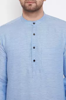 Blue woven cotton men-kurtas