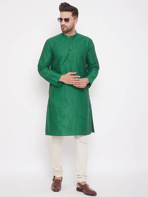 Green woven cotton men-kurtas 2