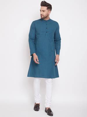 Green plain cotton men-kurtas 1