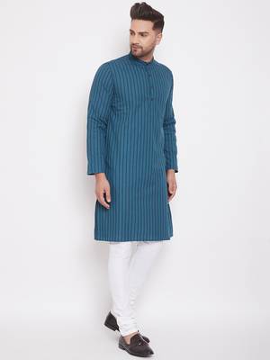 Green plain cotton men-kurtas 3