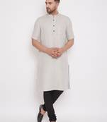 Beige woven cotton men-kurtas