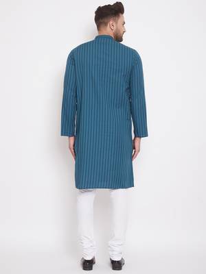 Green plain cotton men-kurtas 4