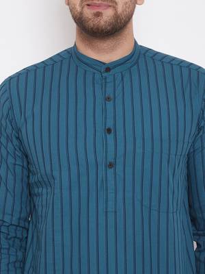 Green plain cotton men-kurtas 5