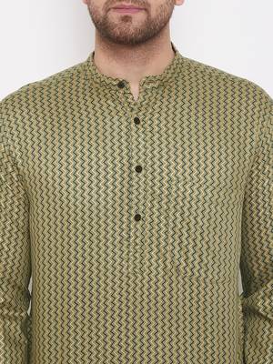 Green printed cotton silk men-kurtas 5