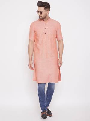 Orange woven cotton men-kurtas 2