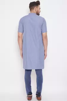 Blue plain cotton men-kurtas