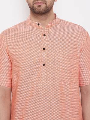 Orange woven cotton men-kurtas 5