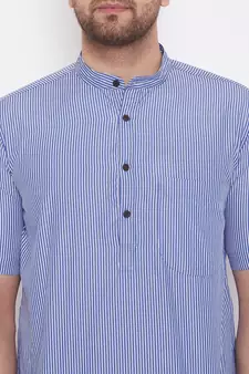 Blue plain cotton men-kurtas