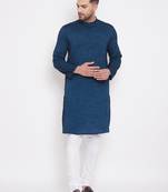 Blue woven viscose rayon men-kurtas