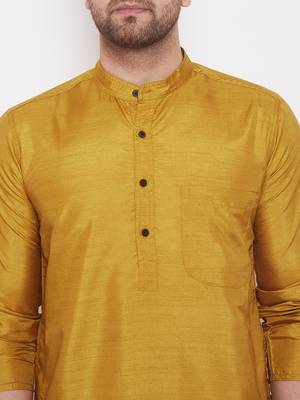 Gold plain art silk men-kurtas 5