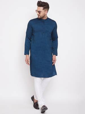 Blue woven viscose rayon men-kurtas 2
