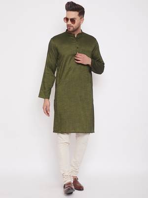 Green woven viscose rayon men-kurtas 2