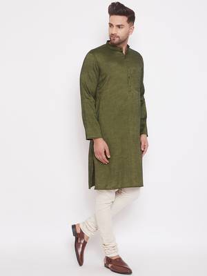 Green woven viscose rayon men-kurtas 3