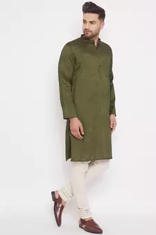 Green woven viscose rayon men-kurtas