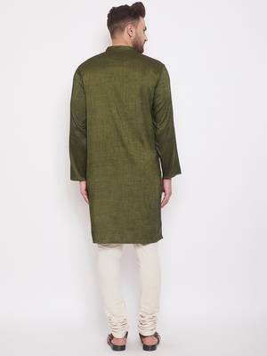 Green woven viscose rayon men-kurtas 4