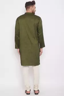 Green woven viscose rayon men-kurtas