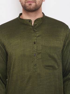 Green woven viscose rayon men-kurtas 5