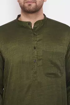 Green woven viscose rayon men-kurtas