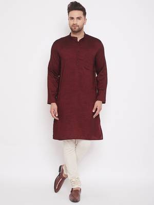 Maroon woven viscose rayon men-kurtas 1