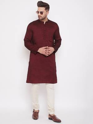 Maroon woven viscose rayon men-kurtas 2
