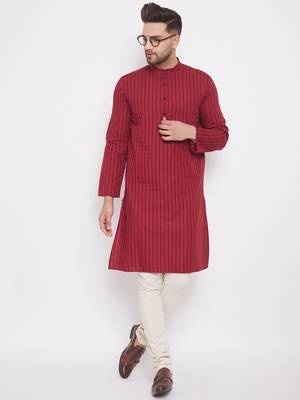 Maroon plain cotton men-kurtas 2