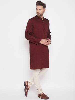 Maroon woven viscose rayon men-kurtas 3
