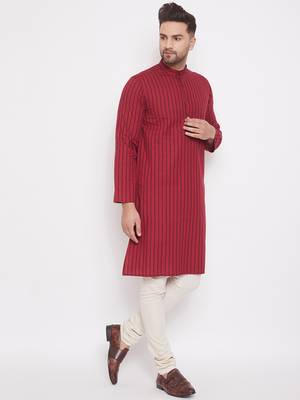 Maroon plain cotton men-kurtas 3