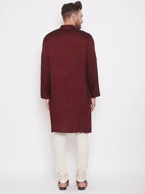 Maroon woven viscose rayon men-kurtas 4