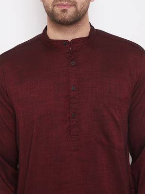 Maroon woven viscose rayon men-kurtas 5