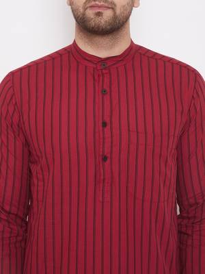 Maroon plain cotton men-kurtas 5