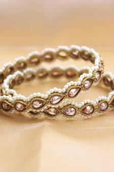 Set of 2 Golden Kundan Beaded Jhumki by Leshya
