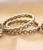 Set of 2 Golden Kundan Beaded Jhumki by Leshya