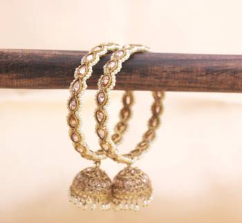 Set of 2 Golden Kundan Beaded Jhumki by Leshya 2