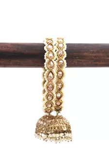 Set of 2 Golden Kundan Beaded Jhumki by Leshya